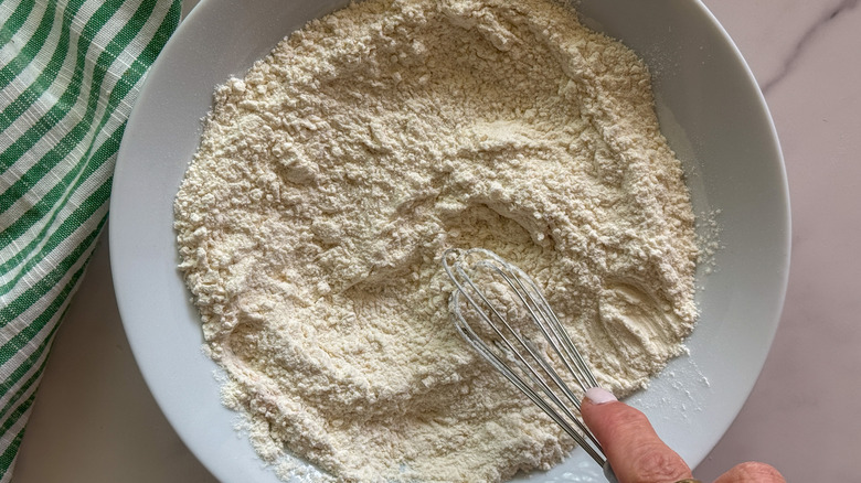 hand mixing flour