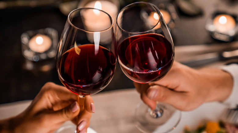 two glasses of red wine at restaurant