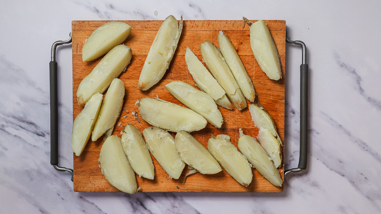 Potatoes cut into wedges