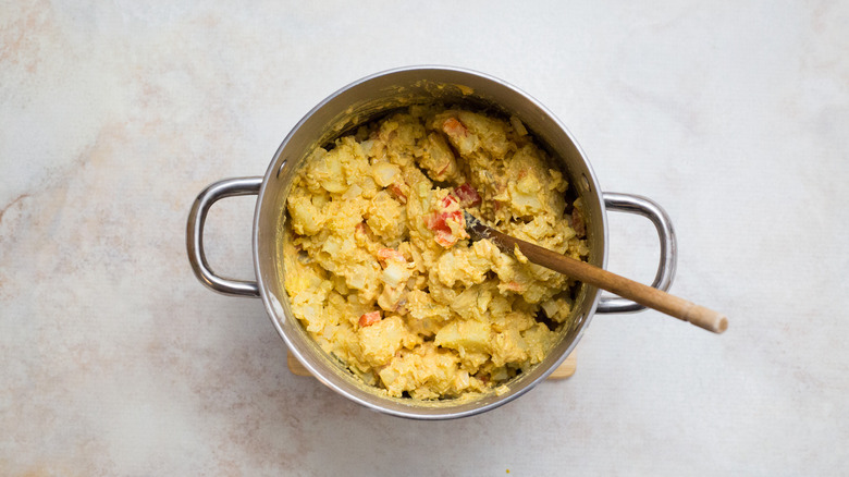 potato salad in medium pot
