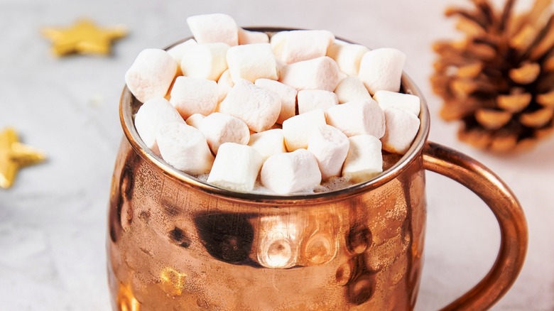Moscow mule mug with marshmallows