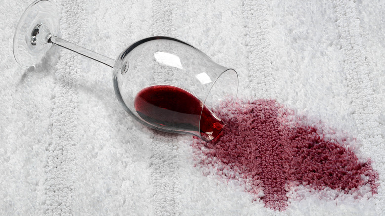 Red wine spill on carpet