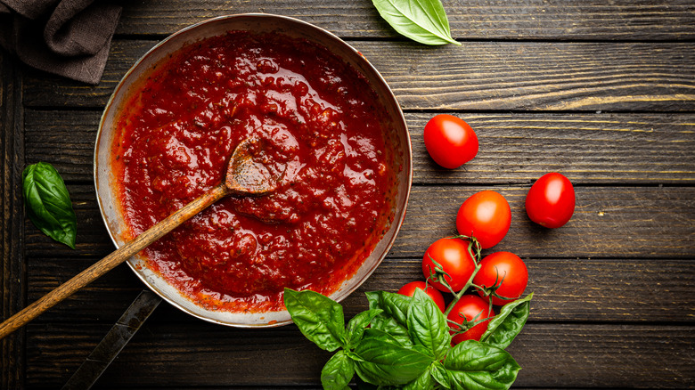 Pan of tomato sauce