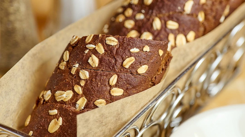 The Cheesecake Factory's brown bread sliced in basket