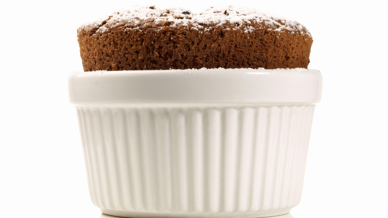 chocolate souffle in white container