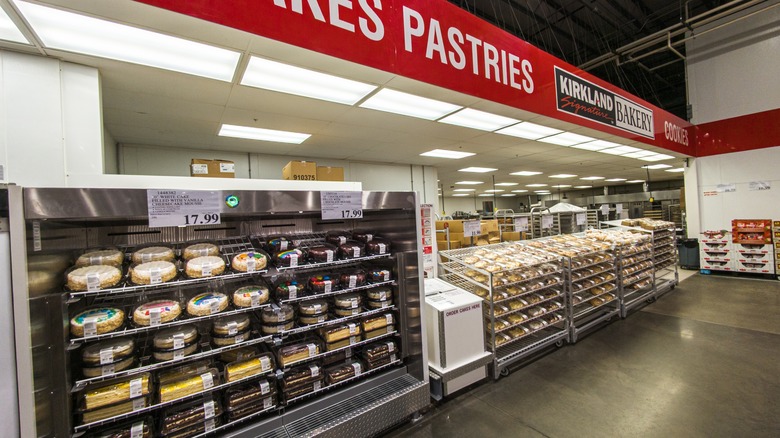 Costco's bakery department with cakes and breads on display