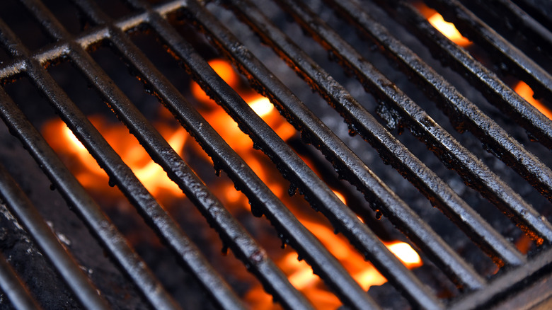 Grill grate over fire