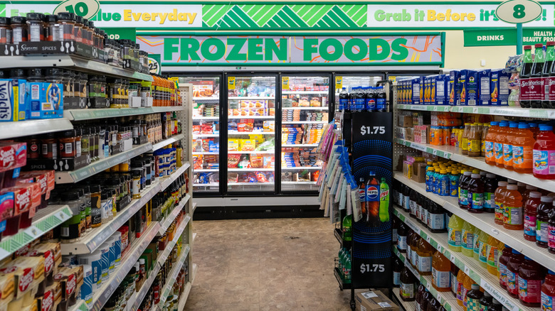 View of inside Dollar Tree store food aisles