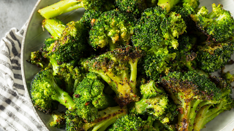 bowl of roasted broccoli