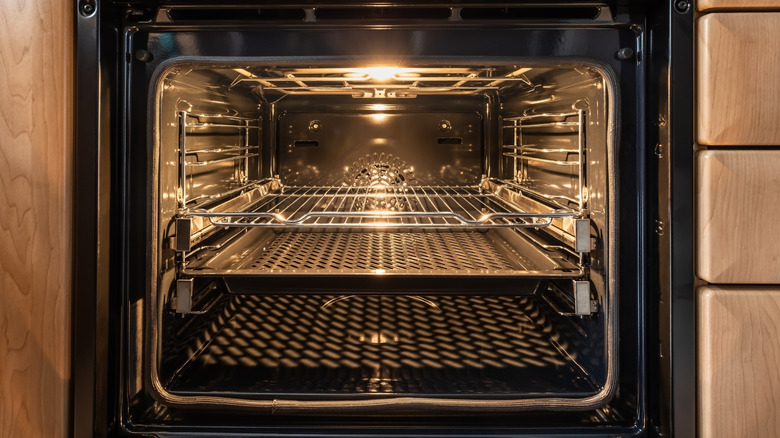 The interior of an oven
