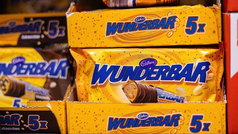Packages of Cadbury Wunderbars on a store shelf