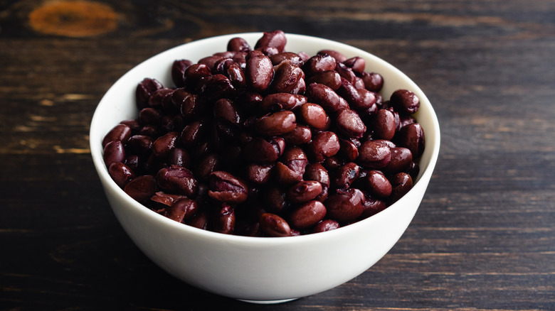 A bowl of canned black beans