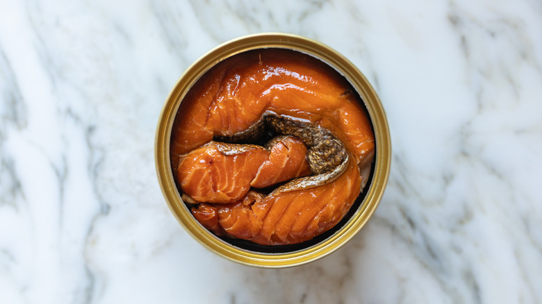 Open can of salmon