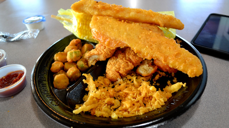Fried fish fillets from Captain D's Seafood Kitchen on plate