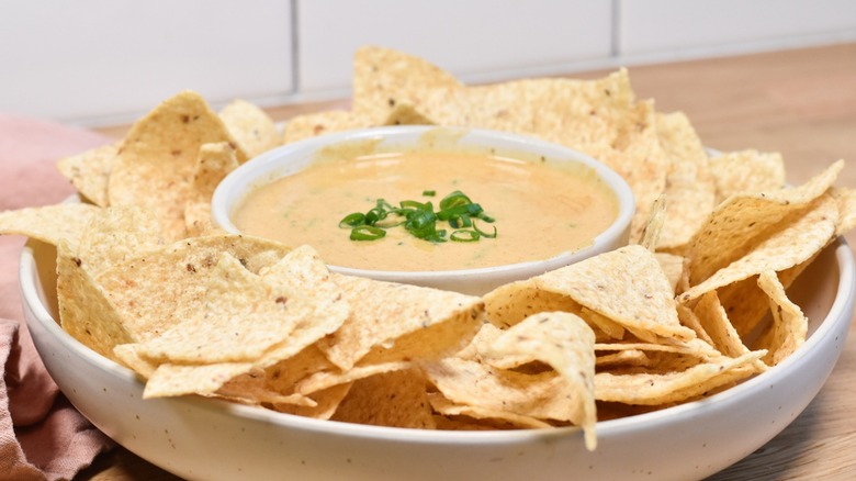 fresh queso dip with chips