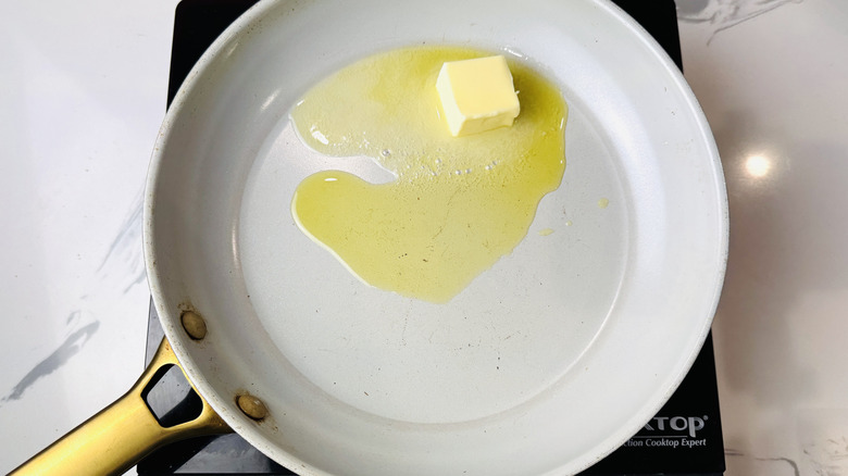 Butter and oil in pan