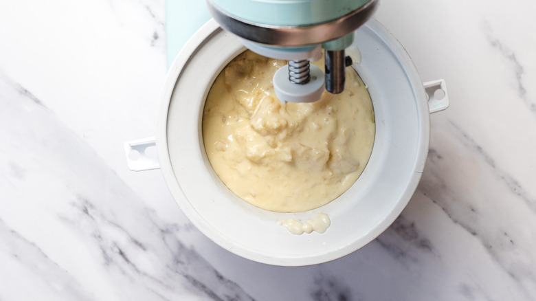 Pineapple ice cream in mixer
