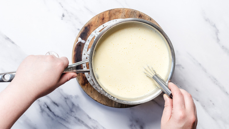 Whisking custard