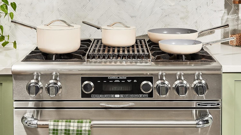 Caraway cookware on a stove.