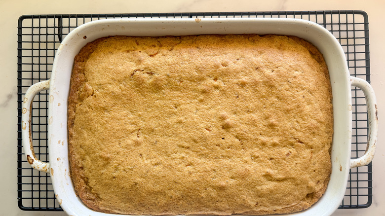 cake in pan cooling