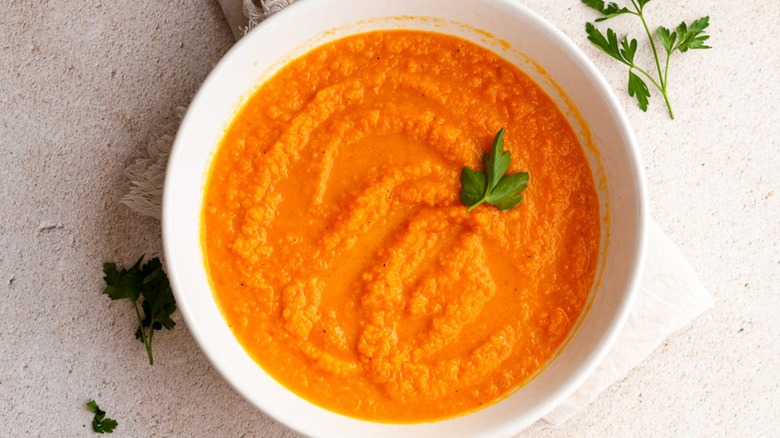 carrot soup in bowl