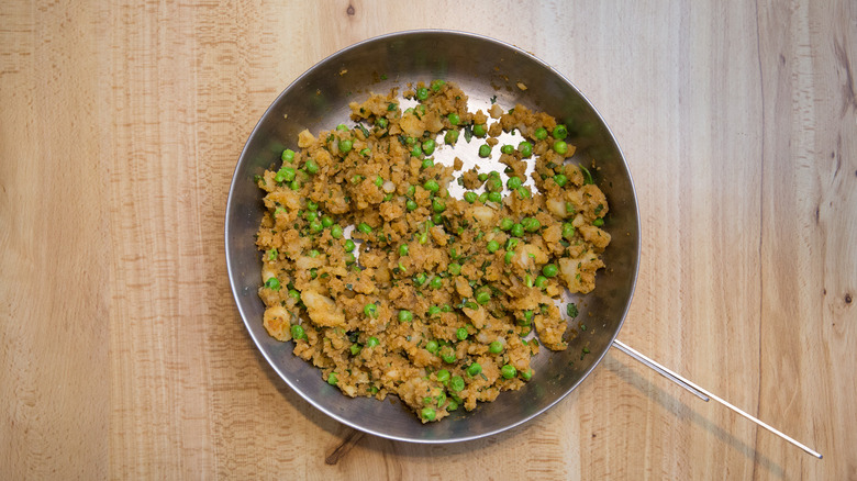 potato mixture in frying pan