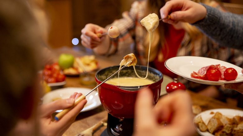 group eating fondue