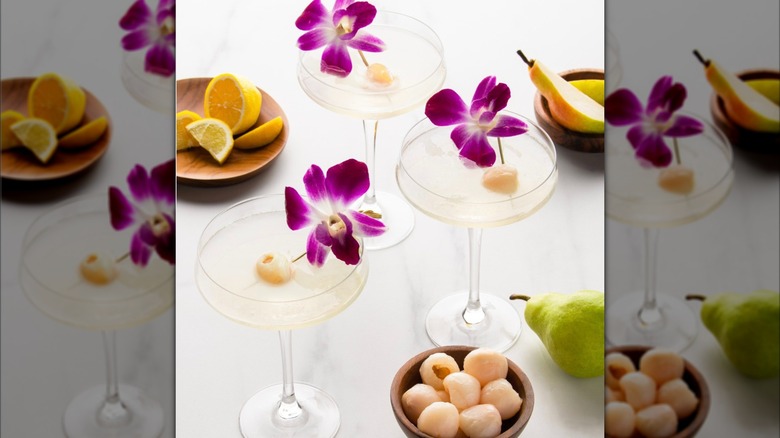 Three Din Tai Fung pear lychee martinis