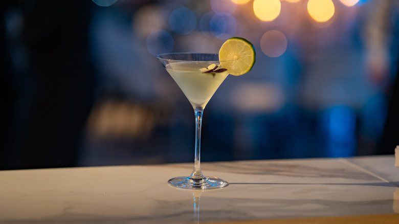 Martini with a lime wedge