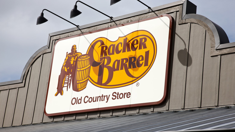 Cracker Barrel sign on grey building