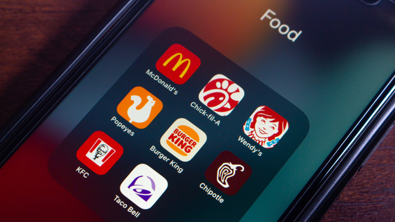Fast food apps on a phone