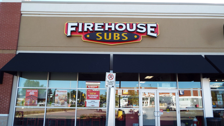 Firehouse Subs signage over the entrance to one of its stores
