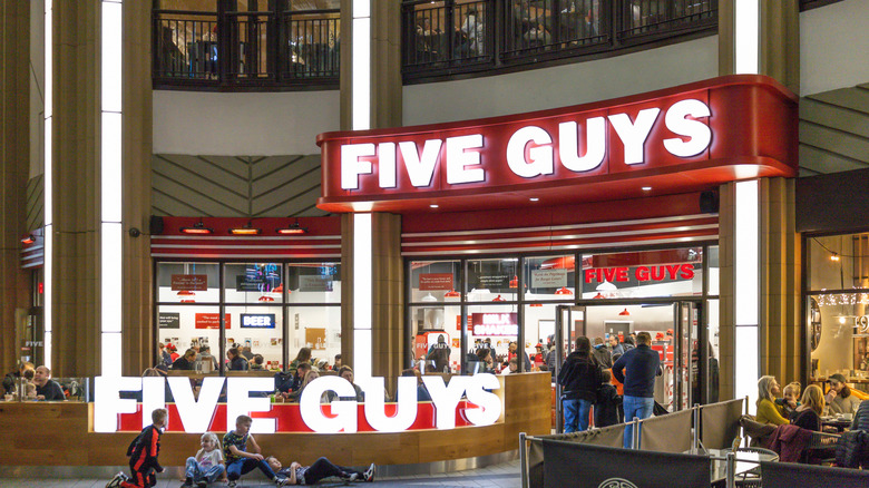 Five Guys signage on the outside of one of its stores