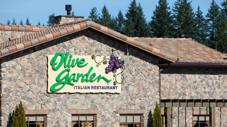 Olive Garden Italian Restaurant signage on the outside of restaurant
