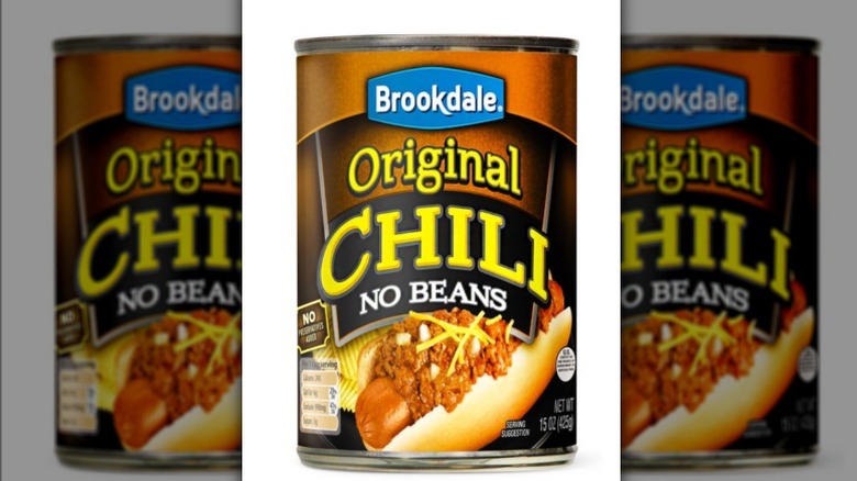 Can of chili on white background