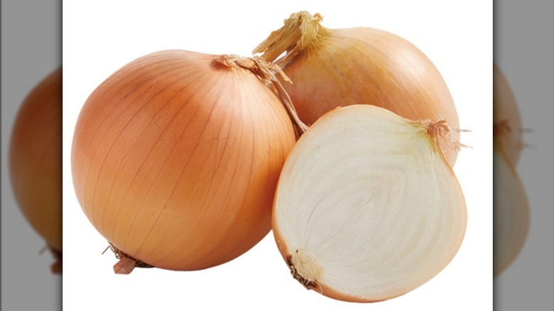 Yellow onions as background