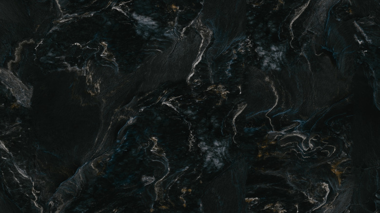 Close-up of black mist honed granite countertops