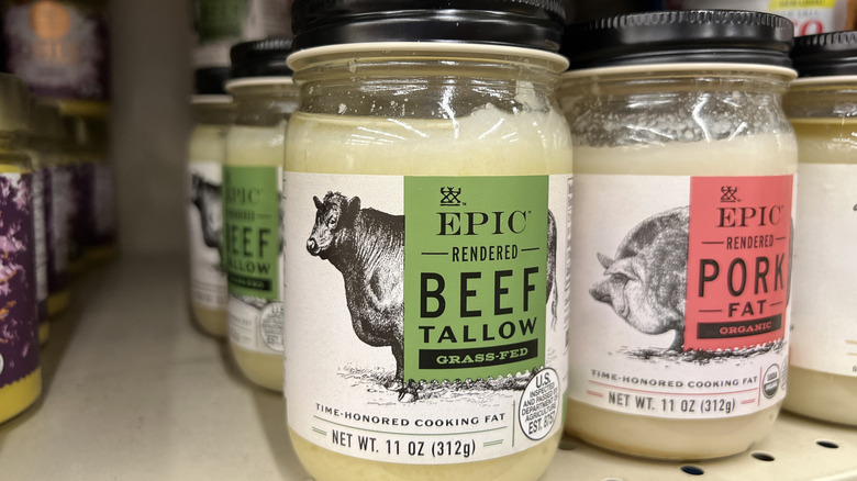 jars of beef tallow for sale at grocery store