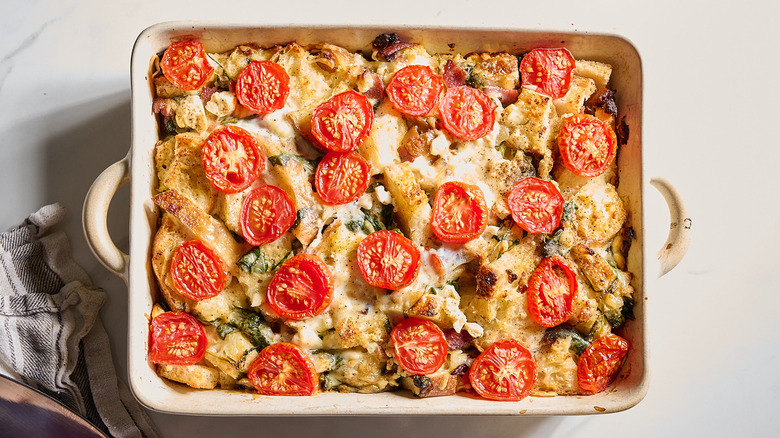 baked strata on a table