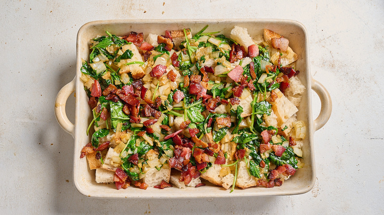 ingredients added to the casserole dish
