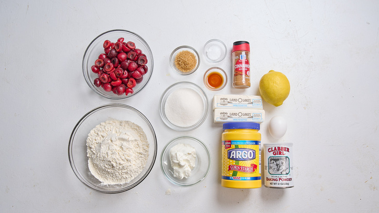 Cherry hand pie ingredients on a table