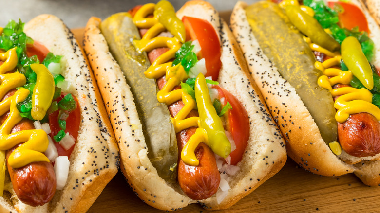 Chicago style hot dogs