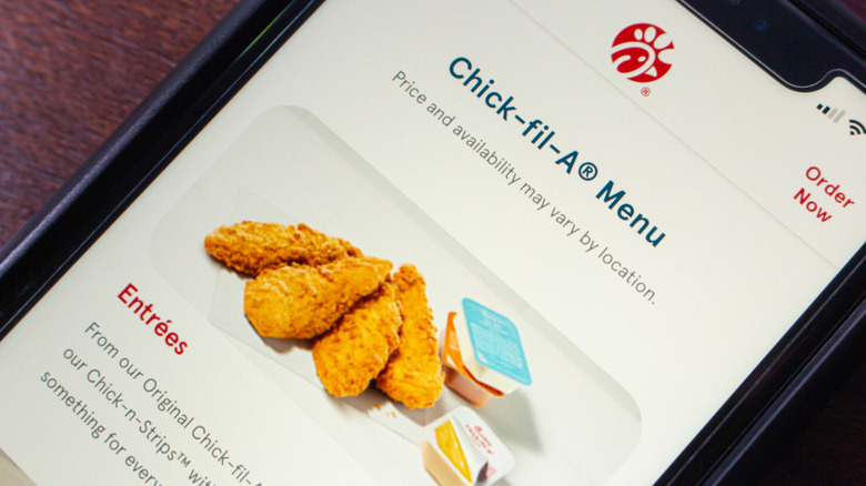 Chick-fil-A menu on phone