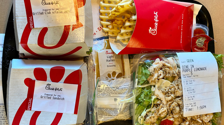 Chick-fil-A order with receipts with names attached