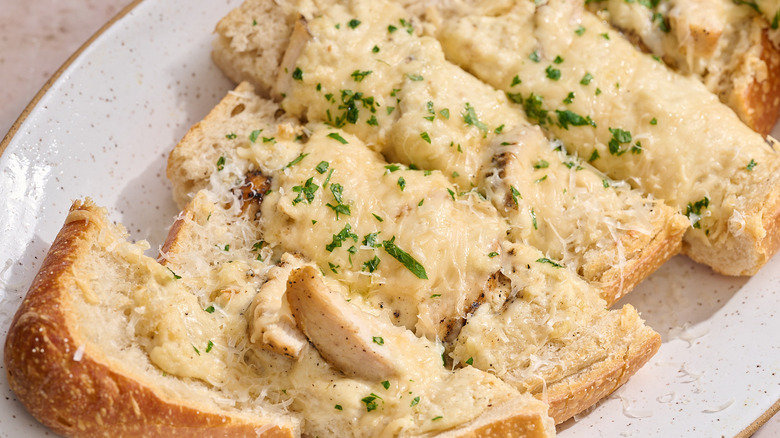 garlic bread on a platter