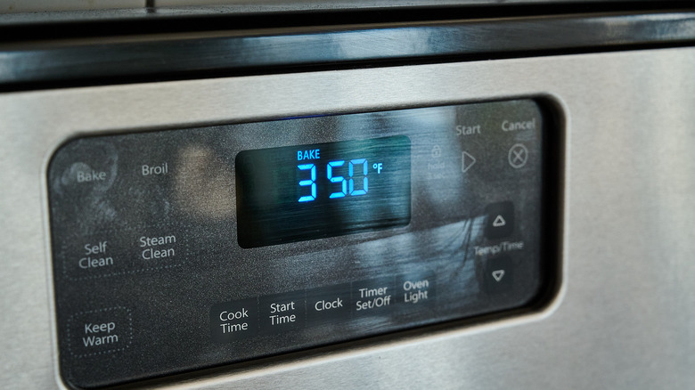 Oven temperature screen reading 350 F