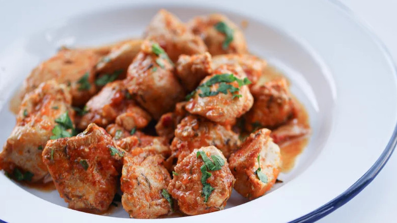 Juicy Slow Cooker Chicken Breast in white bowl