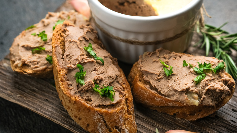 Chicken liver mousse on toast