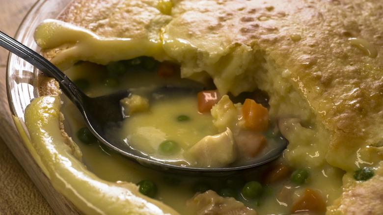 Chicken pot pie running juices