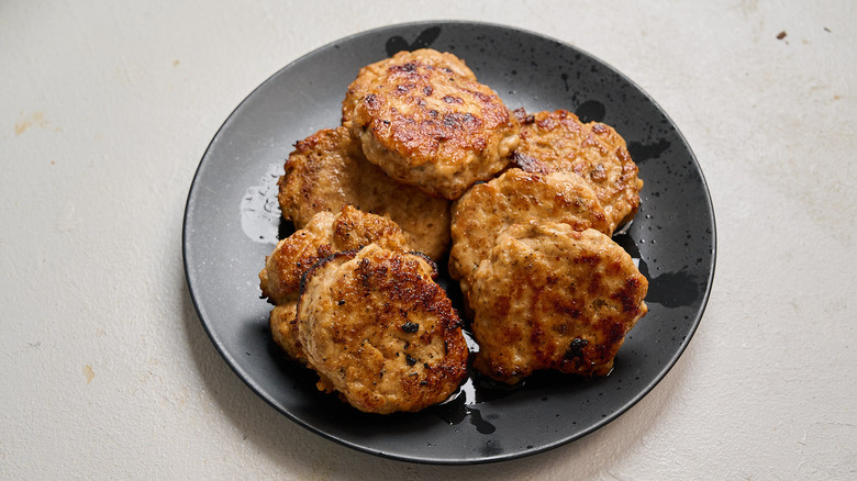 chicken sausage patties on a plate